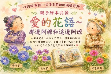 【淡水竹圍分館】115年10月多元閱讀推廣《心的故事樹—從書頁開始的溫暖冒險--愛的花語-那邊阿嬤和這邊阿嬤》